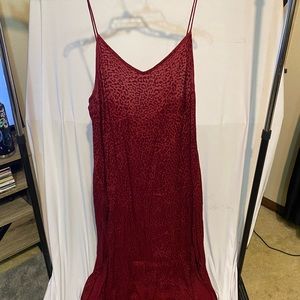 Motel Rocks low back double slit dress burgundy cheetah print maxi